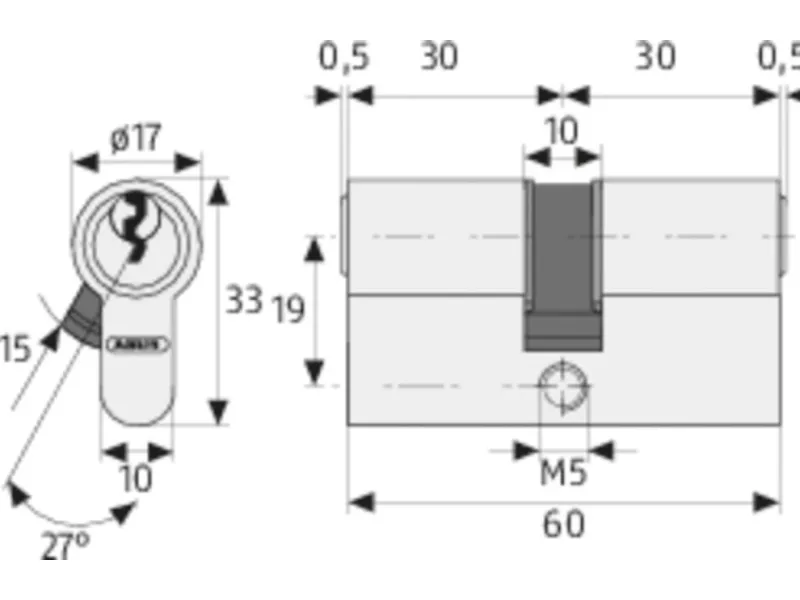 Abus Profilzylinder E30NP 30/55