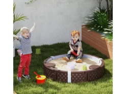 AIYAPLAY Sandkasten 120 x 120 cm Imprägniert Kinder Sandbox mit Sitzbänken