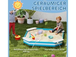 AIYAPLAY Sitzbänke^Sandkasten 133 x 108 cm Sandkiste aus Holz Sandbox mit Sitzbank
