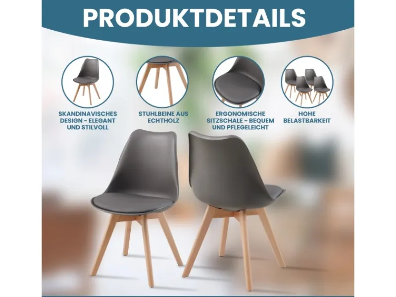 Albatros Stühle^Esszimmerstuhl AARHUS 4er Set Grau