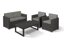 Allibert Victoria - Monaco Loungeset 4-teilig mit 2-sitzer, Sessel und Tisch