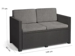 Allibert Victoria - Monaco Loungeset 4-teilig mit 2-sitzer, Sessel und Tisch