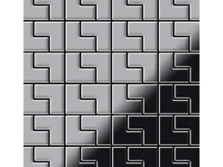 ALLOY Mosaik Fliese Massiv Metall Edelstahl Hochglänzend Grau 1,6mm Stark Kink-s-s-m 1 Paket mit 10 Matten 0,93 m2 Grau