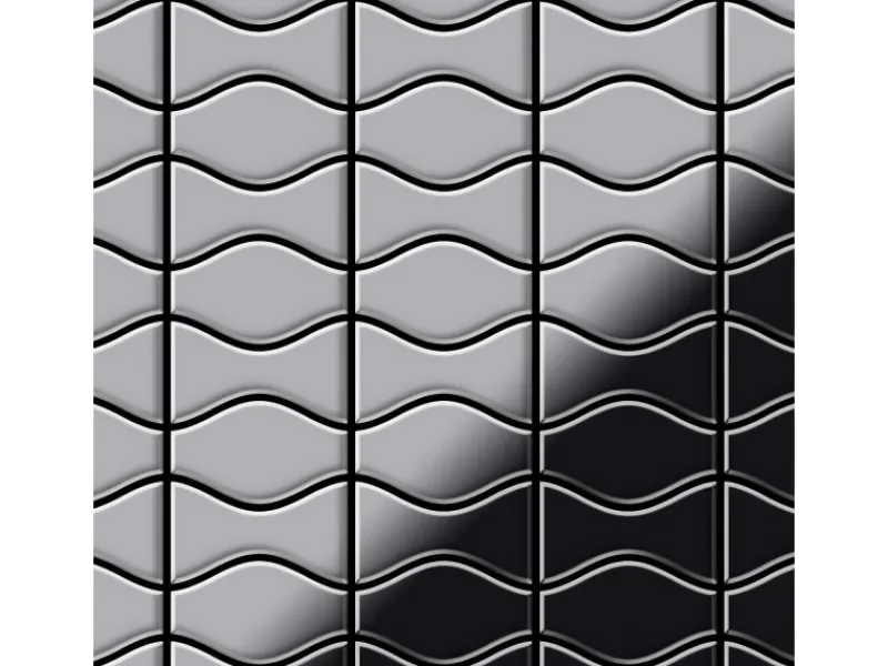 ALLOY Mosaik Fliese Massiv Metall Edelstahl Marine Hochglanz Kismet & Karma-s-s-mm 1 Paket mit 10 Matten 0,86 m2 Grau