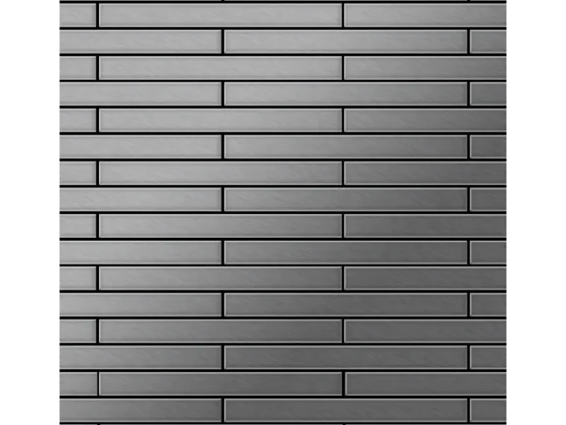 ALLOY Mosaik Fliese Massiv Metall Edelstahl Marine Gebürstet Grau 1,6mm Avenue-s-s-mb 1 Paket mit 10 Matten 0,74 m2 Grau