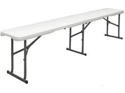 AMANKA Sitzbänke^Bierbank aus Kunststoff 182 x 27 x 43 cm - Weiß - Klappbar