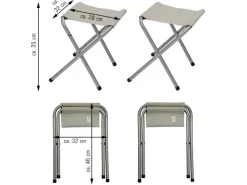 AMANKA Klappbarer Campingtisch 90 x 60 x 70 cm inkl. 2 Aluminium Hocker Hellgrau