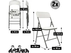 AMANKA Stühle^Klappstühle 2er Set 50 x 46 x 835 cm bis 150 kg Belastbar - Weiss