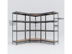 AR Shelving Eckregale^Rivet Set 180x180x180x45 cm mit 4 HDF-Böden verzinkt mit Zubehör