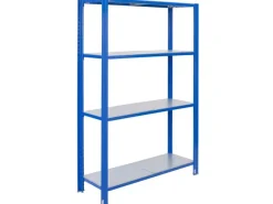 AR Shelving T Profile Steckregal Blau & Verzinkt 200x120x30 cm 4 Böden 180 kg