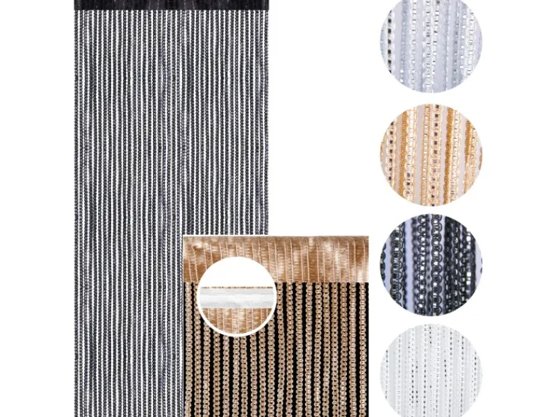 Arsvita Türvorhänge^Fadenvorhang Metall Optik Gardine Vorhang Lurex Universalband 140 cm x 250 cm
