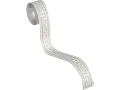 AS-Creation A.S. Création Borte selbstklebend Mäander 5 m x 4 cm Grau-Metallic