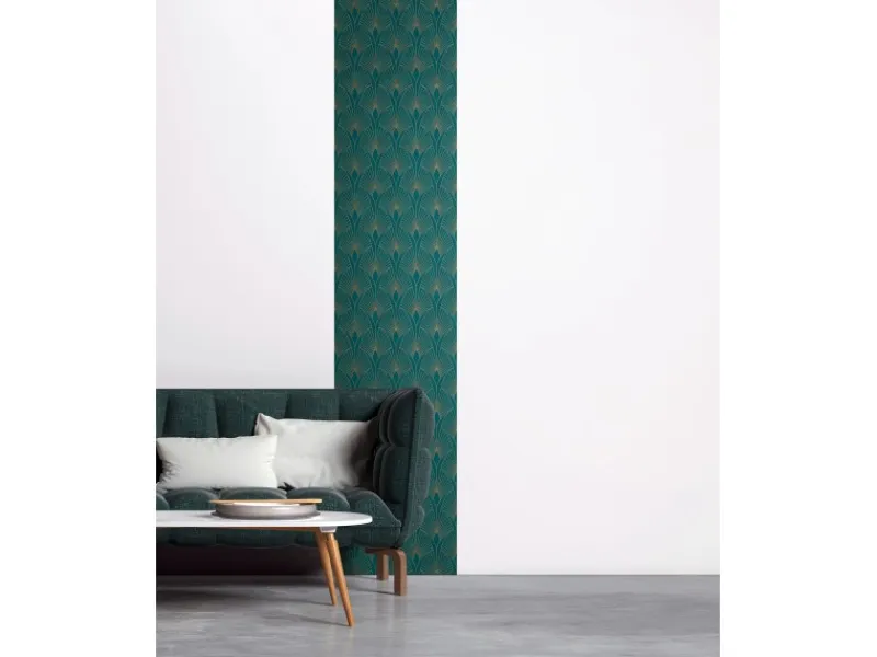 AS-Creation Bordüren^AS Creation Tapete Pop Up Panel Selbstklebend Retro 250 x 52 cm Petrol-Gold FSC®