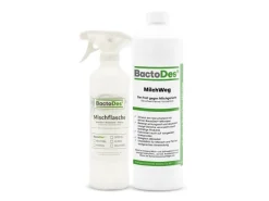 BactoDes Reinigung^MilchWeg Reiniger und Entferner Gegen Milchgeruch Buttersäure Fett- und Ölhaltige Produkte in 1L Flasche mit Misch- und Sprühflasche