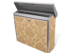 Banjado Tapezierzubehör^Briefkasten Edelstahl 38.5x31.5x12cm Ohne Zeitungsfach Inkl. Montagematerial Motiv Tapete Beige