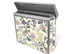 Banjado Tapezierzubehör^Briefkasten Edelstahl 38.5x31.5x12cm Ohne Zeitungsfach Inkl. Montagematerial Motiv Florale Tapete