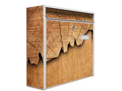 Banjado Terraristik^Briefkasten Weiß 36.2x32.2x10cm Groß / Inkl. Montagematerial & 2 Schlüsseln / Mit Namensschild Motiv Holz