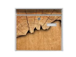 Banjado Terraristik^Briefkasten Weiß 36.2x32.2x10cm Groß / Inkl. Montagematerial & 2 Schlüsseln / Mit Namensschild Motiv Holz