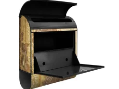 Banjado Tapezierzubehör^Design Briefkasten Schwarz Pulverbeschichtet 39x47x14cm 2 Schlüssel Mit Zeitungsfach Motiv Alte Tapeten