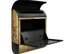 Banjado Tapezierzubehör^Design Briefkasten Schwarz Pulverbeschichtet 39x47x14cm 2 Schlüssel Mit Zeitungsfach Motiv Alte Tapeten