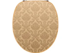 Banjado Design WC Sitz Bambus Toilettendeckel Toilettensitz Bambus Holz Klodeckel WC-Sitz Universal Scharnieren Motiv Tapete Beige