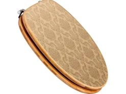 Banjado Design WC Sitz Bambus Toilettendeckel Toilettensitz Bambus Holz Klodeckel WC-Sitz Universal Scharnieren Motiv Tapete Beige