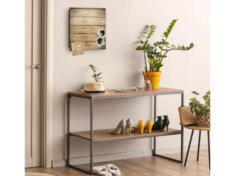 Banjado Großer Schlüsselkasten Glas 30x30cm Schwarz Scharnier Links 50 Haken Beschreibbar Magnetisch Motiv Holzplanken