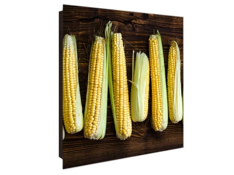 Banjado Schweberegale^Großer Schlüsselkasten Glas 30x30cm Schwarz Scharnier Rechts 50 Haken Beschreibbar Magnetisch Motiv Maiskolben