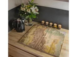 Banjado Tapezierzubehör^Herdabdeckplatte Glas 2 Teilig Je 30x52CM Schneidebrett Herdabdeckung Mit Motiv Alte Tapeten