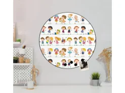 Banjado Pinnwände^Magnettafel Rund Größe 47cm Magnetwand Schwarz Aus Metall Magnetpinnwand Pinnwand Motiv Kinder