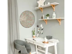 Banjado Pinnwände^Magnettafel Rund Größe 47cm Magnetwand Schwarz Aus Metall Magnetpinnwand Pinnwand Motiv Grüne Fliesen