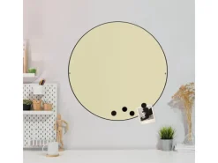 Banjado Pinnwände^Magnettafel Rund Größe 47cm Magnetwand Schwarz Aus Metall Magnetpinnwand Pinnwand Motiv Beige