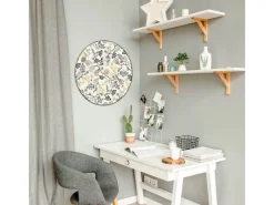 Banjado Pinnwände^Magnettafel Rund Größe 47cm Magnetwand Schwarz Aus Metall Magnetpinnwand Pinnwand Motiv Florale Tapete