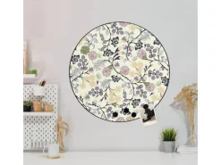 Banjado Pinnwände^Magnettafel Rund Größe 47cm Magnetwand Schwarz Aus Metall Magnetpinnwand Pinnwand Motiv Florale Tapete