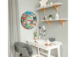 Banjado Pinnwände^Magnettafel Rund Größe 47cm Magnetwand Schwarz Aus Metall Magnetpinnwand Pinnwand Motiv Bunte Holzschindeln