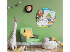 Banjado Pinnwände^Magnettafel Rund Größe 47cm Magnetwand Schwarz Aus Metall Magnetpinnwand Pinnwand Motiv Bunte Holzschindeln