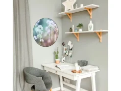 Banjado Pinnwände^Magnettafel Rund Größe 47cm Magnetwand Schwarz Aus Metall Magnetpinnwand Pinnwand Motiv Lauchblüte