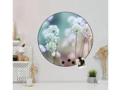 Banjado Pinnwände^Magnettafel Rund Größe 47cm Magnetwand Schwarz Aus Metall Magnetpinnwand Pinnwand Motiv Lauchblüte