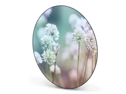 Banjado Pinnwände^Magnettafel Rund Größe 47cm Magnetwand Schwarz Aus Metall Magnetpinnwand Pinnwand Motiv Lauchblüte