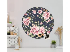 Banjado Pinnwände^Magnettafel Rund Größe 47cm Magnetwand Schwarz Aus Metall Magnetpinnwand Pinnwand Motiv Rosen Auf Anthrazit