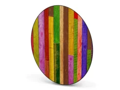 Banjado Pinnwände^Magnettafel Rund Größe 47cm Magnetwand Schwarz Aus Metall Magnetpinnwand Pinnwand Motiv Holz Collage Bunt