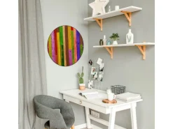 Banjado Pinnwände^Magnettafel Rund Größe 47cm Magnetwand Schwarz Aus Metall Magnetpinnwand Pinnwand Motiv Holz Collage Bunt