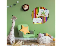 Banjado Pinnwände^Magnettafel Rund Größe 47cm Magnetwand Schwarz Aus Metall Magnetpinnwand Pinnwand Motiv Holz Collage Bunt