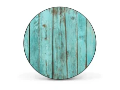 Banjado Wanddekoration^Magnettafel Rund Größe 47cm Magnetwand Schwarz Aus Metall Magnetpinnwand Pinnwand Motiv Blaues Holz