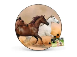 Banjado Magnettafel Rund Größe 47cm Magnetwand Schwarz Aus Metall Magnetpinnwand Pinnwand Motiv Wilde Pferde