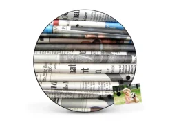 Banjado Pinnwände^Magnettafel Rund Größe 47cm Magnetwand Schwarz Aus Metall Magnetpinnwand Pinnwand Motiv Zeitungen