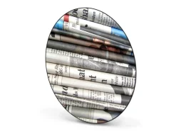 Banjado Pinnwände^Magnettafel Rund Größe 47cm Magnetwand Schwarz Aus Metall Magnetpinnwand Pinnwand Motiv Zeitungen