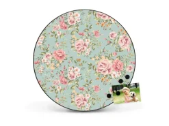 Banjado Pinnwände^Magnettafel Rund Größe 47cm Magnetwand Schwarz Aus Metall Magnetpinnwand Pinnwand Motiv Altrosa Blume