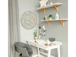 Banjado Pinnwände^Magnettafel Rund Größe 47cm Magnetwand Schwarz Aus Metall Magnetpinnwand Pinnwand Motiv Altrosa Blume