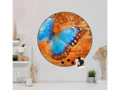 Banjado Magnettafel Rund Größe 47cm Magnetwand Schwarz Aus Metall Magnetpinnwand Pinnwand Motiv Schmetterling